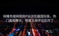 网曝热搜网刚刚P站浏览器国际版，热门真相曝光，明星丑闻评论区炸了
