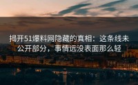 揭开51爆料网隐藏的真相：这条线未公开部分，事情远没表面那么轻