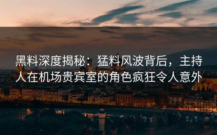 黑料深度揭秘：猛料风波背后，主持人在机场贵宾室的角色疯狂令人意外