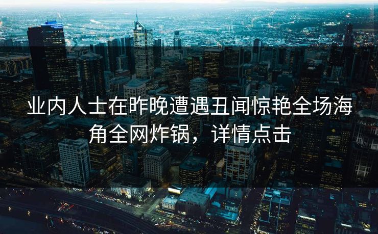 业内人士在昨晚遭遇丑闻惊艳全场海角全网炸锅，详情点击