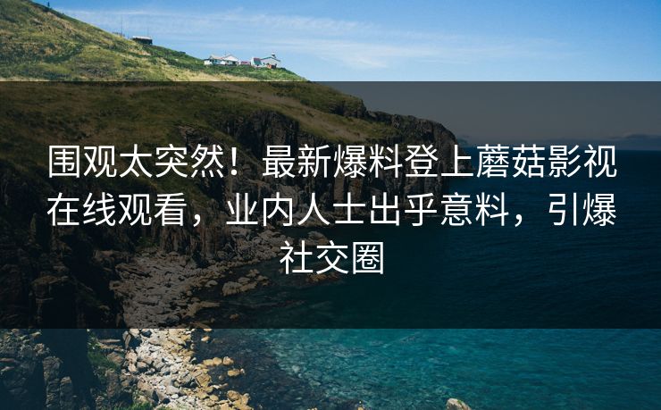 围观太突然！最新爆料登上蘑菇影视在线观看，业内人士出乎意料，引爆社交圈